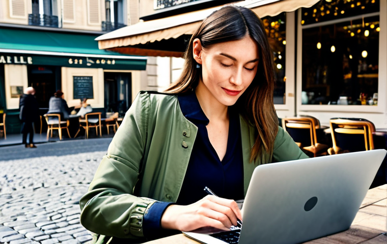 비아프라 주요 언어 - French Language Enthusiast**

"A woman in a cozy café, surrounded by French books and learning mater...