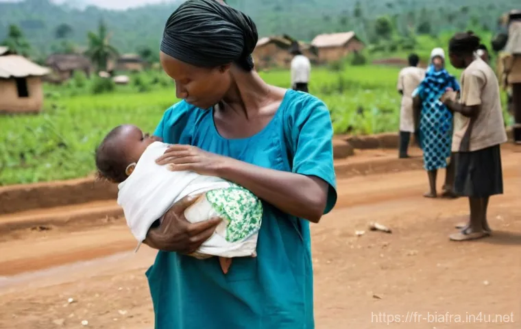 비아프라 공화국 경제 - **"An interior shot of an improvised Biafran workshop during the blockade. A group of adults and old...