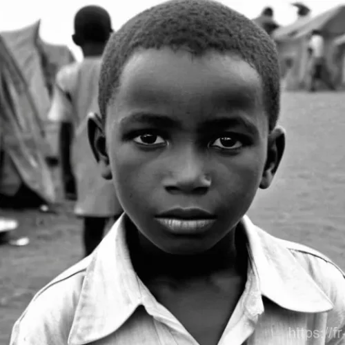 비아프라 전쟁과 국제 원조 단체 - **Prompt 1: The Glimmer of Hope Amidst Famine's Shadow**
    A profoundly moving, realistic photogra...